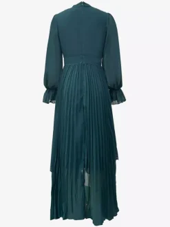 Elegant Pleated Midi Dress For Women - Layered Ruffle Chiffon Gown - Spring Wedding Guest Outfit 2026