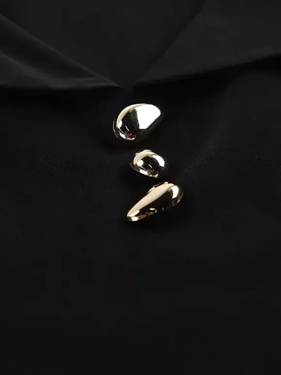 Elegant Two Piece Set Women Trouser Suit - Vintage Large Collar Gold Button Bell Sleeve - Spring Gala Evening Outfit 2026