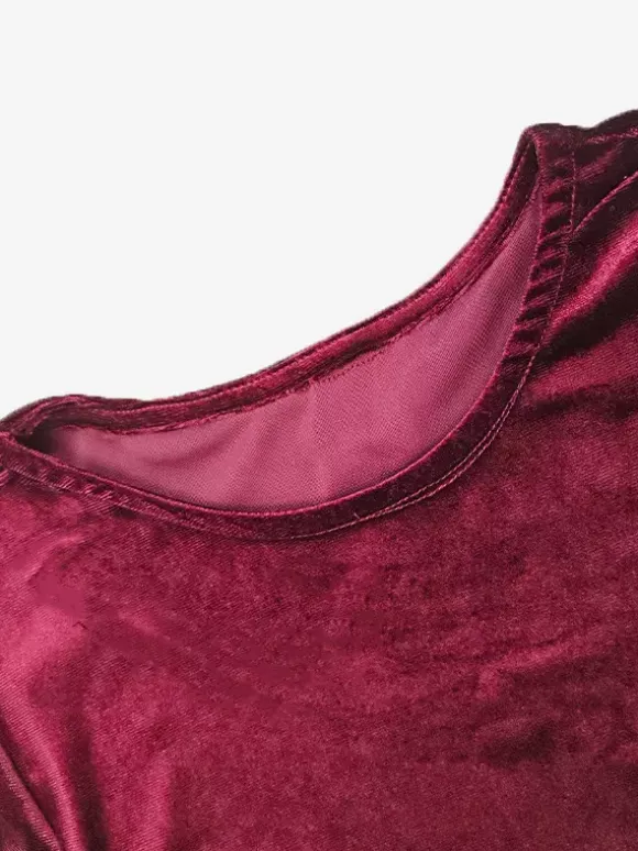 Elegant Velvet Mini Dress With Ruffle Hem Long Sleeve Bodycon Dress For Women 2026