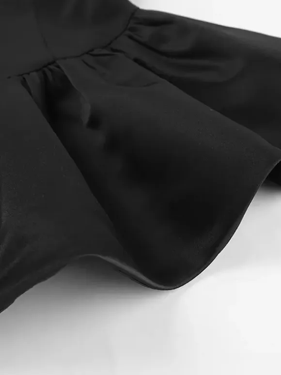 Elegant Women's 2 Piece Set - Vintage Peplum Tube Top & Side Slit Midi Skirt - Chic Summer Party Wear 2026