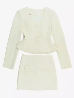 Elegant Women's Skirt Suit Set - Peplum Blazer & Mini Skirt 2 Piece - Old Money Style Spring Business Wear 2026