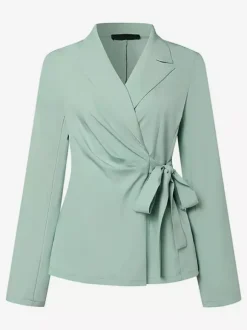 Elegant Wrap Blazer Women 2 Piece Set - Slim Fit Tie Waist Wide Leg Pantsuit - Spring Business Casual 2026