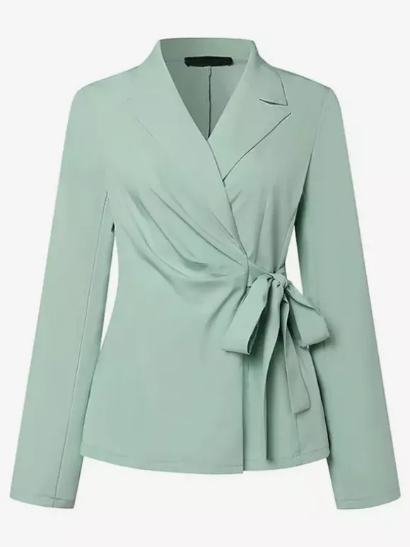 Elegant Wrap Blazer Women 2 Piece Set - Slim Fit Tie Waist Wide Leg Pantsuit - Spring Business Casual 2026
