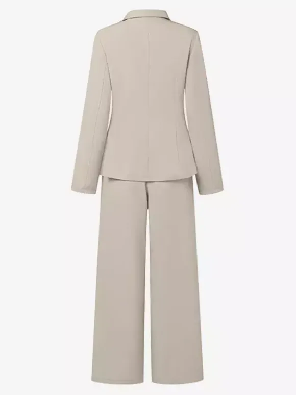 Elegant Wrap Blazer Women 2 Piece Set - Slim Fit Tie Waist Wide Leg Pantsuit - Spring Business Casual 2026