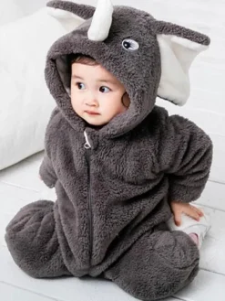 Elephant Kigurumi Pajamas Toddler Grey Onesie Flannel Kids Winter Jumpsuit Carnival onesie pajamas