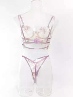 Embroidered Lingerie Sexy Lavender 2-Piece Bra Panty Sets