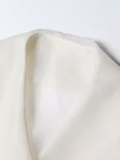 Embroidered Organza Blouses Puff Sleeve Tops For Women - Apricot Boho Tie Waist Sheer Wrap Shirt - Summer Garden Party 2026