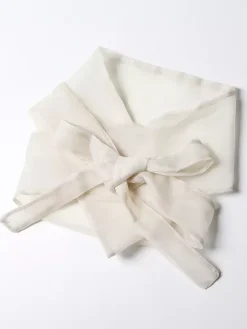 Embroidered Organza Blouses Puff Sleeve Tops For Women - Apricot Boho Tie Waist Sheer Wrap Shirt - Summer Garden Party 2026