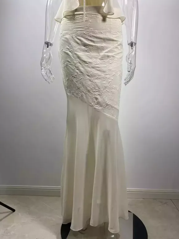 Embroidery Sleeveless Top And Asymmetric Mermaid Skirt 2-Piece Set For Women 2026