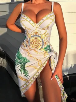 Ethnic Inspired Backless Adjustable Straps And Tulle 2 Pieces Set