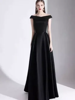 Evening Dress 2026 A-Line Bateau Neck Satin Floor Length Formal Dresses Wedding Guest Dresses Free Customization