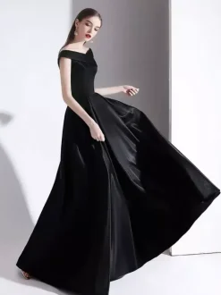 Evening Dress 2026 A-Line Bateau Neck Satin Floor Length Formal Dresses Wedding Guest Dresses Free Customization