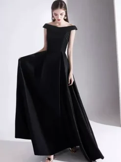 Evening Dress 2026 A-Line Bateau Neck Satin Floor Length Formal Dresses Wedding Guest Dresses Free Customization