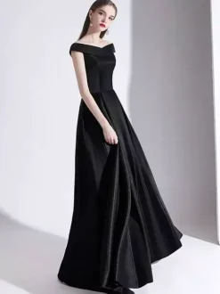 Evening Dress 2026 A-Line Bateau Neck Satin Floor Length Formal Dresses Wedding Guest Dresses Free Customization