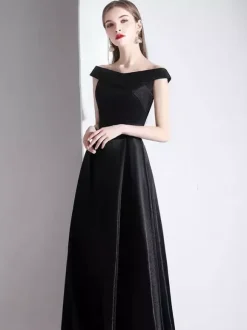 Evening Dress 2026 A-Line Bateau Neck Satin Floor Length Formal Dresses Wedding Guest Dresses Free Customization