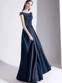 Evening Dress 2026 A-Line Bateau Neck Satin Floor Length Formal Dresses Wedding Guest Dresses Free Customization