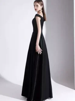 Evening Dress 2026 A-Line Bateau Neck Satin Floor Length Formal Dresses Wedding Guest Dresses Free Customization