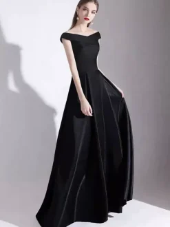 Evening Dress 2026 A-Line Bateau Neck Satin Floor Length Formal Dresses Wedding Guest Dresses Free Customization