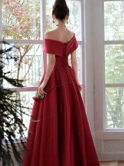 Evening Dress 2026 A-Line Bateau Neck Matte Satin Floor-Length Pleated Formal Dinner Dresses Free Customization