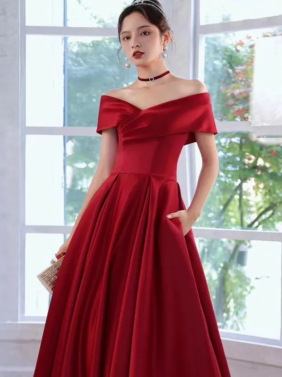 Evening Dress 2026 A-Line Bateau Neck Matte Satin Floor-Length Pleated Formal Dinner Dresses Free Customization