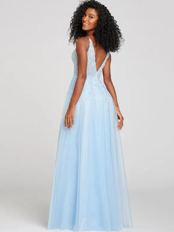 Evening Dress 2026 Light Blue V-Neck Ball Gown Sleeveless Backless Applique Formal Dresses Wedding Guest Dresses Free Customization