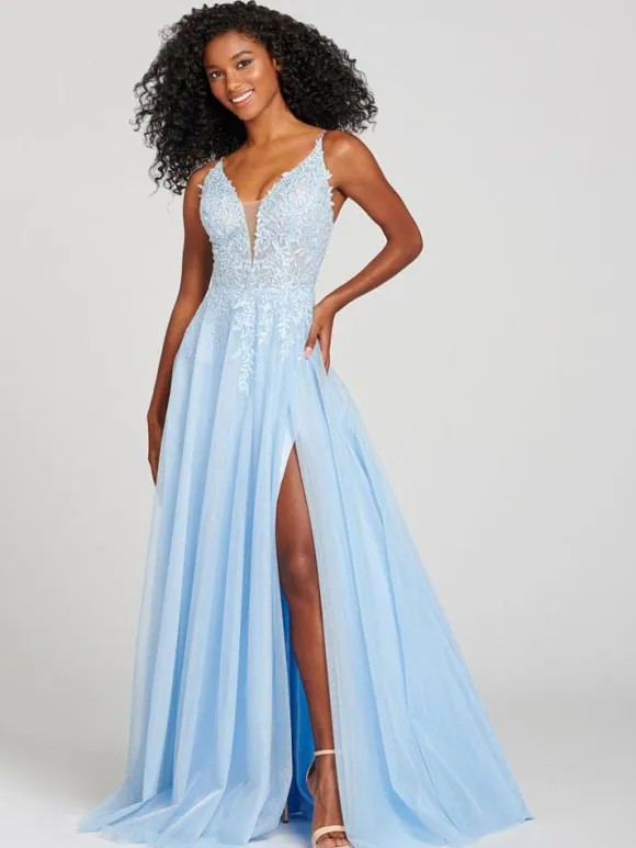 Evening Dress 2026 Light Blue V-Neck Ball Gown Sleeveless Backless Applique Formal Dresses Wedding Guest Dresses Free Customization