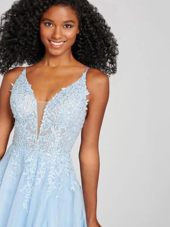 Evening Dress 2026 Light Blue V-Neck Ball Gown Sleeveless Backless Applique Formal Dresses Wedding Guest Dresses Free Customization