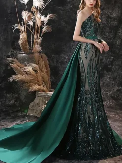 Evening Dress 2026 Mermaid One-Shoulder Long Sleeves Zipper Lace Formal Dinner Prom Party Dresses