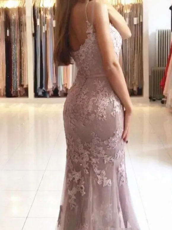 Evening Dress 2026 Mermaid V-Neck Satin Applique Formal Dresses Free Customization