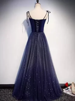 Evening Dress A-Line Designed Neckline Tulle Floor-Length Social Party Dresses Free Customization
