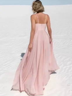 Evening Dress A-Line Sweetheart Neck Floor-Length Sleeveless Zipper Chiffon Formal Dinner Dresses