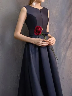 Evening Dress A-Line V-Neck Polyester Floor-Length Formal Party Dresses