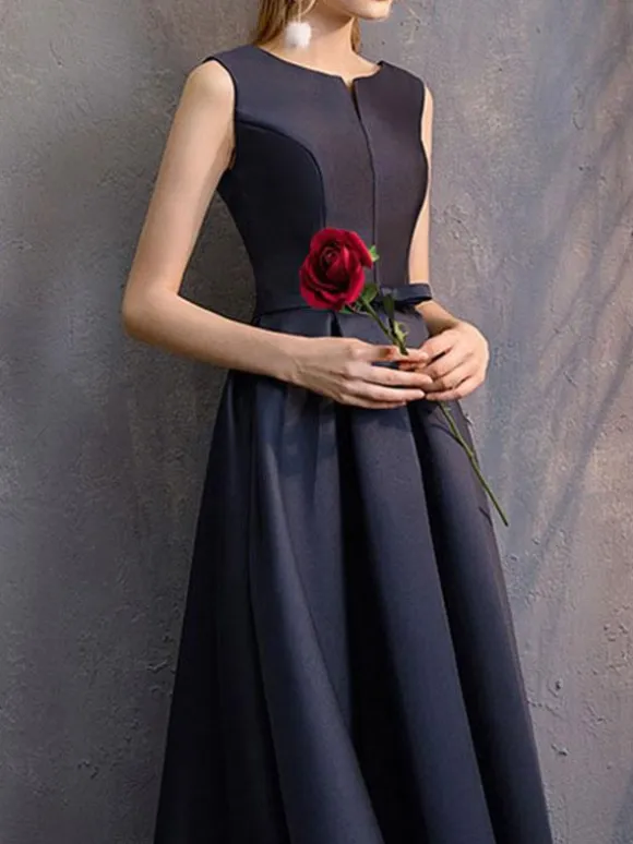 Evening Dress A-Line V-Neck Polyester Floor-Length Formal Party Dresses
