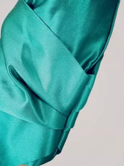 Evening Dress A-Line V-Neck 3/4 Length Sleeves Zipper Pleated Satin Fabric Social Pageant Dresses