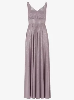 Evening Dress A-Line V-Neck Floor-Length Sash Formal Dinner Dresses