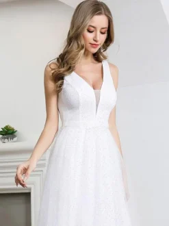 Evening Dress A-Line V-Neck Floor-Length Sleeveless Zipper Matte Satin Social Pageant Dresses