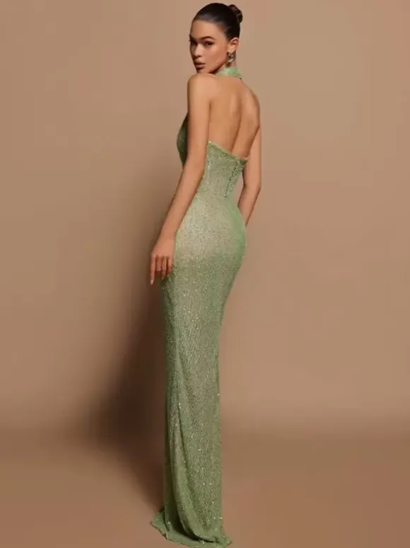 Evening Dress Ball Gown V-Neck Polyester Floor-Length Formal Party Dresses