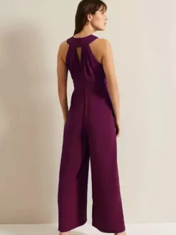 Evening Dress Jumpsuit Designed Neckline Ankle-Length Sleeveless Zipper Pleated Stretch Crepe Formal Party Dresses