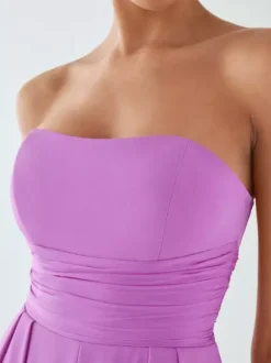 Evening Dress Jumpsuit Strapless Floor-Length Sleeveless Zipper Pleated Chiffon Formal Party Dresses