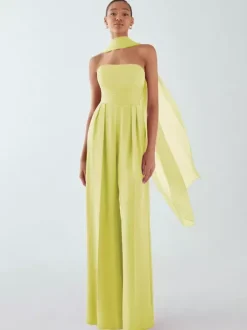 Evening Dress Jumpsuit Strapless Floor-Length Sleeveless Zipper Pleated Chiffon Formal Party Dresses