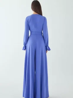 Evening Dress Jumpsuit V-Neck Floor-Length Sash Social Party Dresses