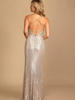 Evening Dress Mermaid Designed Neckline Sequined Floor-Length Split Front Formal Dinner Dresses