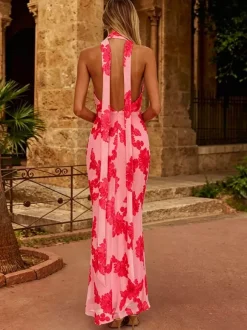 Evening Dress Mermaid V-Neck Floor-Length Sleeveless Zipper Lace Lace Social Party Dresses