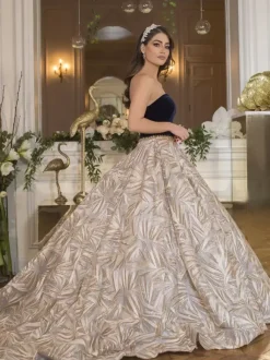 Evening Dress Princess Silhouette Strapless With Train Sleeveless Zipper Sequins Tulle Social Party Dresses