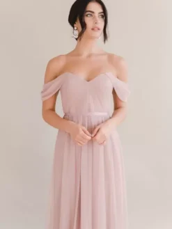 Evening Dress A-Line Bateau Neck Chiffon Floor-Length Pleated Social Party Dresses