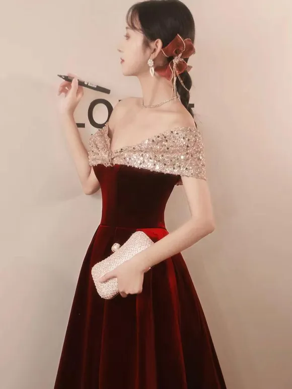 Evening Dress 2026 A-Line Bateau Neck Velour Floor-Length Criss-Cross Social Party Dresses Free Customization