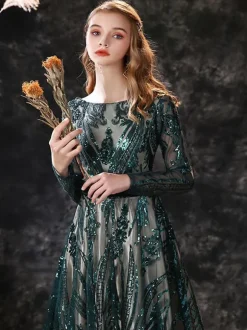 Evening Dress 2026 A-Line Jewel Neck Long Sleeves Zipper Lace Formal Dresses Wedding Guest Dresses Free Customization