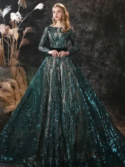 Evening Dress 2026 A-Line Jewel Neck Long Sleeves Zipper Lace Formal Dresses Wedding Guest Dresses Free Customization