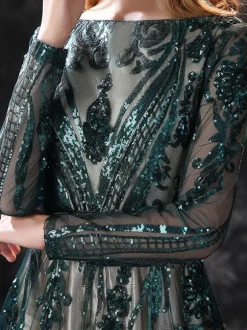 Evening Dress 2026 A-Line Jewel Neck Long Sleeves Zipper Lace Formal Dresses Wedding Guest Dresses Free Customization