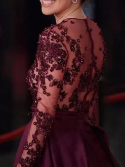 Evening Dress 2026 A Line Jewel Neck Tulle Floor Length Lace Formal Dinner Dresses Free Customization
